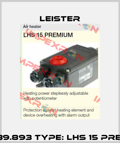 P/N: 139.893 Type: LHS 15 PREMIUM Leister