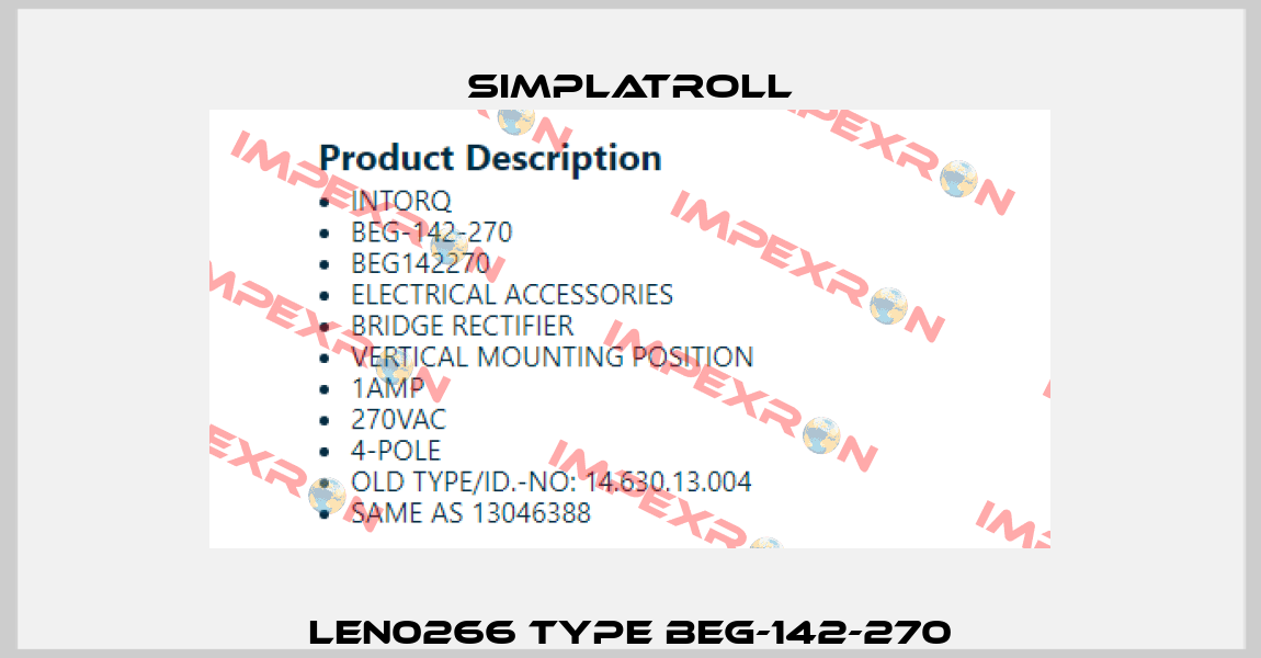 LEN0266 Type BEG-142-270 Simplatroll