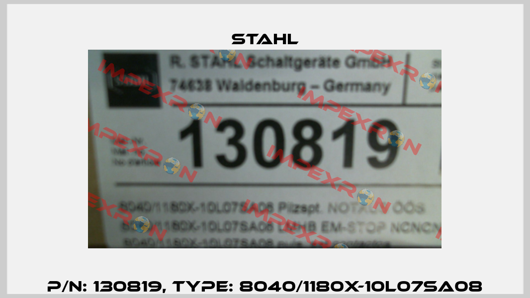 P/N: 130819, Type: 8040/1180X-10L07SA08 Stahl