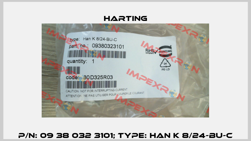 p/n: 09 38 032 3101; Type: Han K 8/24-BU-C Harting