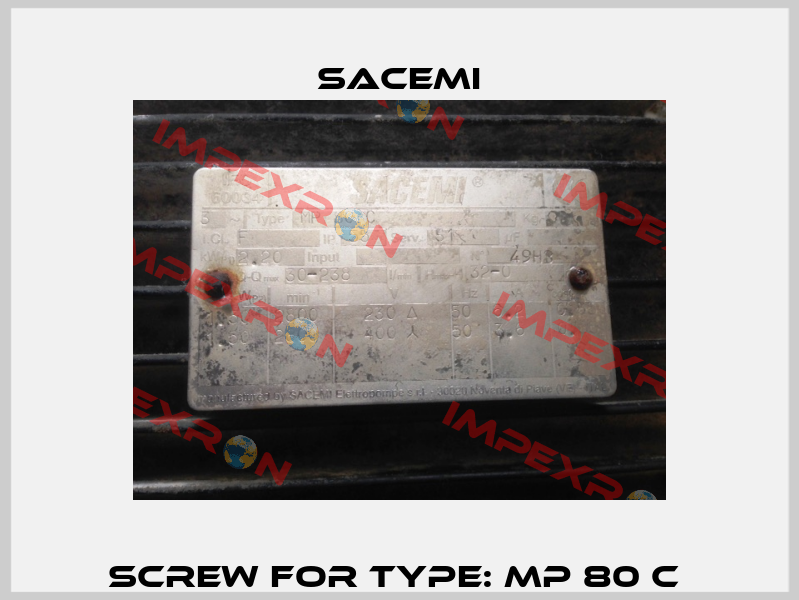 Screw for Type: MP 80 C  Sacemi