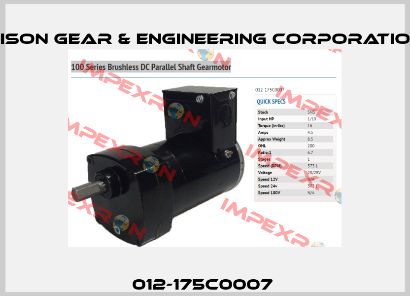 012-175C0007  Bison Gear & Engineering Corporation
