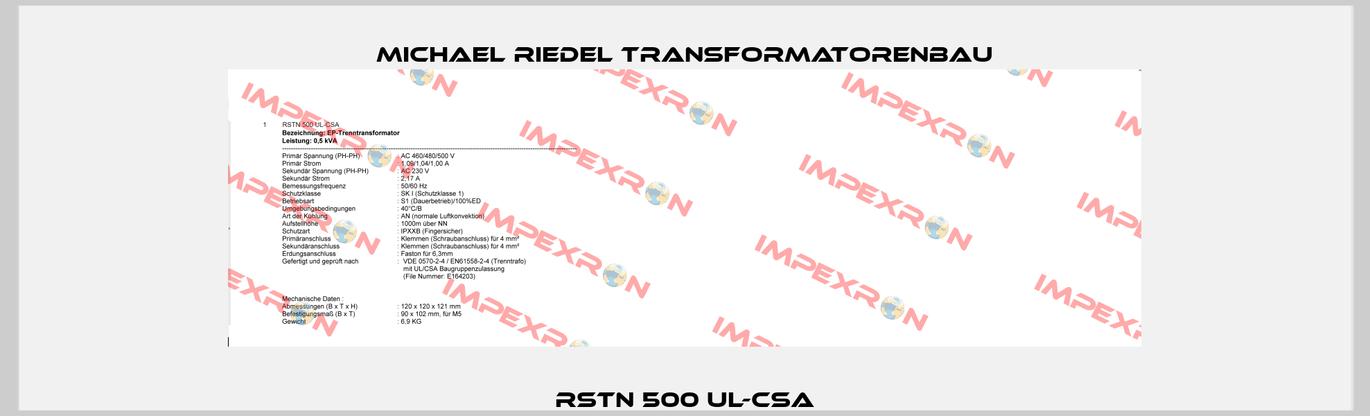 RSTN 500 UL-CSA Michael Riedel Transformatorenbau