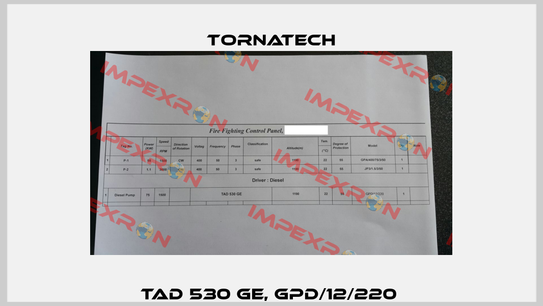 TAD 530 GE, GPD/12/220  TornaTech