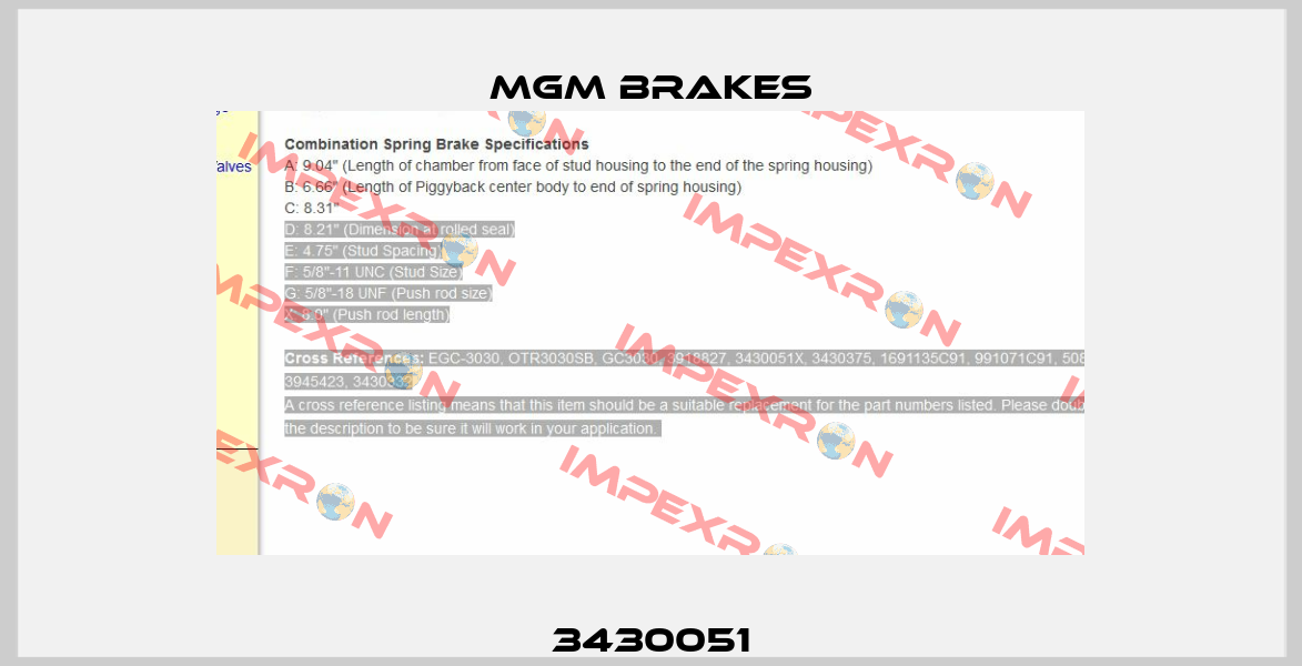 3430051 Mgm Brakes