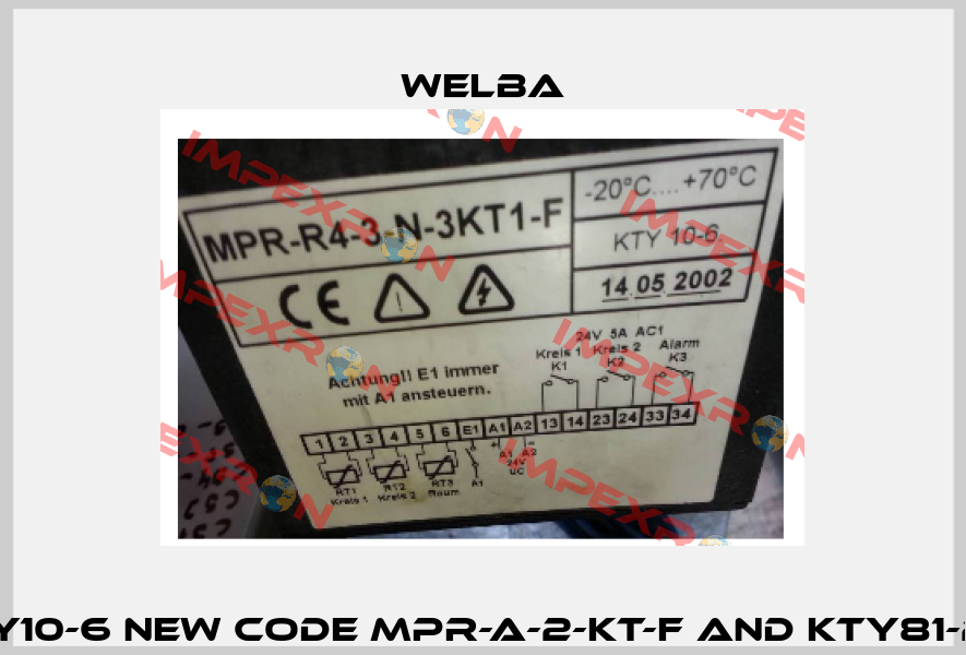 MPRA-2-N-KT1-F  KTY10-6 new code MPR-A-2-KT-F and KTY81-210, PVC, 2m TF1A-2  Welba