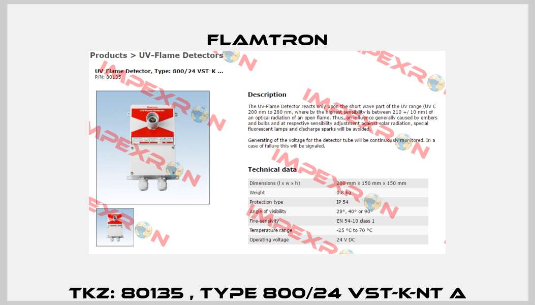 TKZ: 80135 , type 800/24 VST-K-NT A Flamtron
