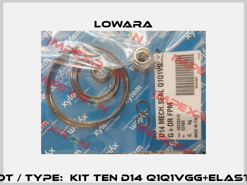 KL01ADT / Type:  KIT TEN D14 Q1Q1VGG+ELAST FPM# Lowara