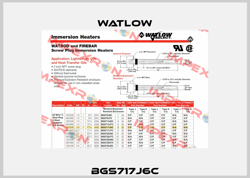 BGS717J6C Watlow