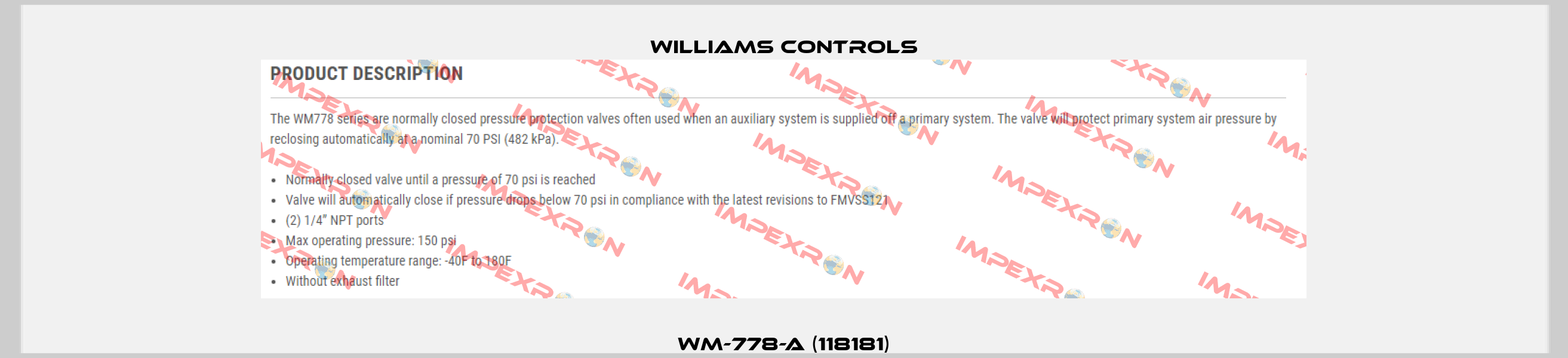 WM-778-A (118181) Williams Controls
