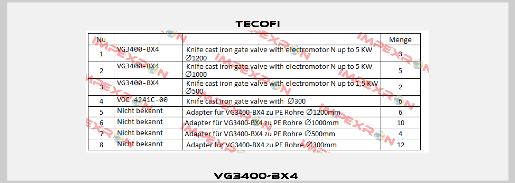 VG3400-BX4  Tecofi